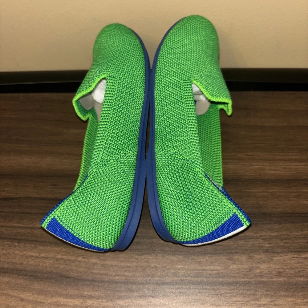 New Rothy's Kids 13 Mini Loafers Round Toe Knit Slip On Flats Jelly Bean Green